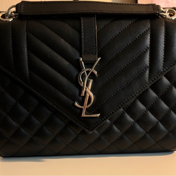YSL ENVELOPE MEDIUM IN QUILTED GRAIN DE POUDRE EMBOSSED LEATHER HANDBAG - Picture 1 of 7